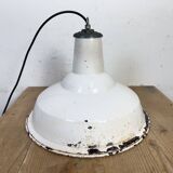Industrial British White Enamel Factory Pendant Lamp from Benjamin, 1960s