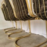 Set of 6 Vintage Gold Chrome Dining Chairs: Italian Mid-Century Design