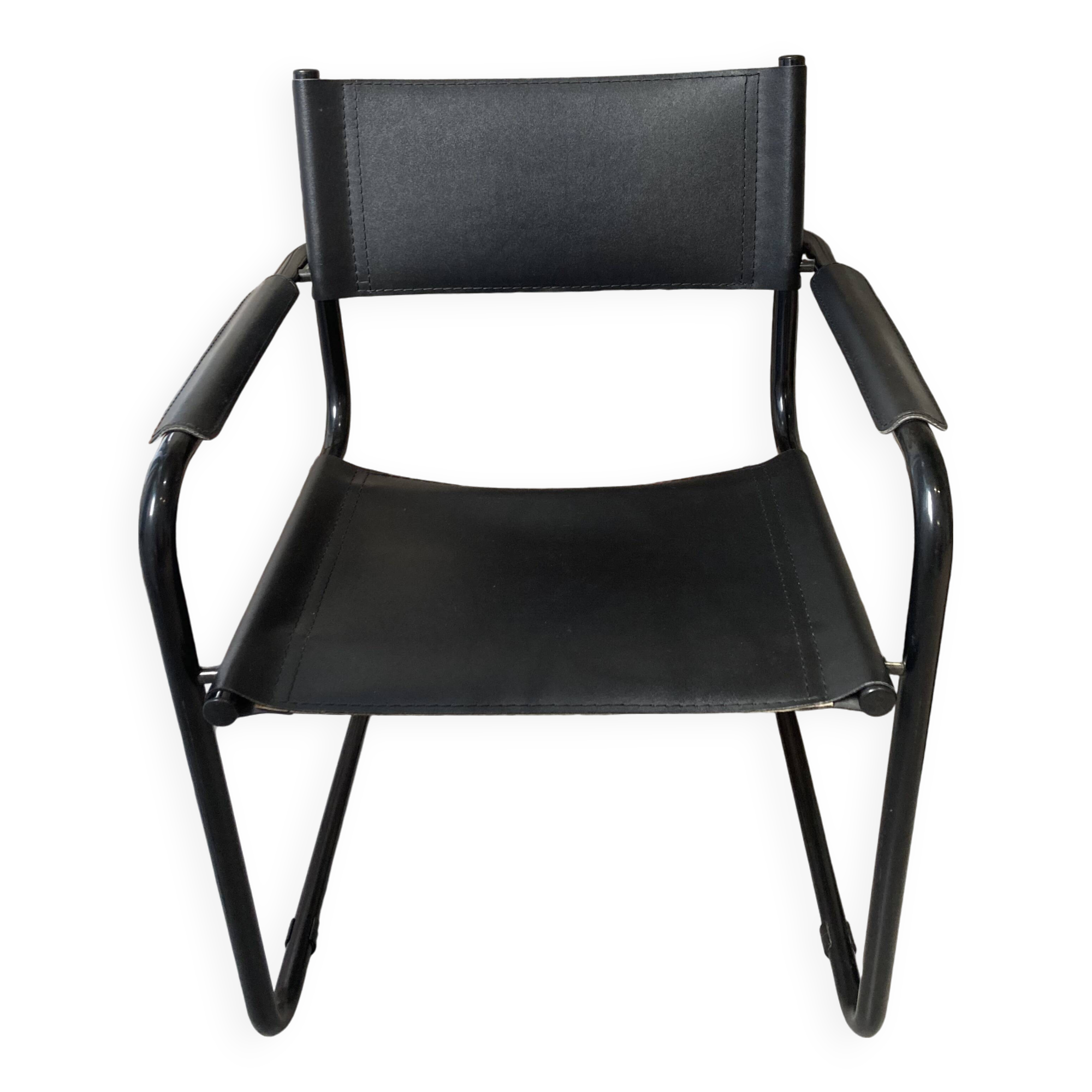Armchair in black lacquered metal