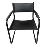 Armchair in black lacquered metal