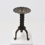 Brutalist Sculptural Wrought Iron Candle Holder 1960s