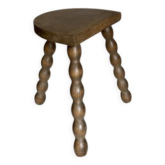 Vintage 1950s half-moon tripod stool