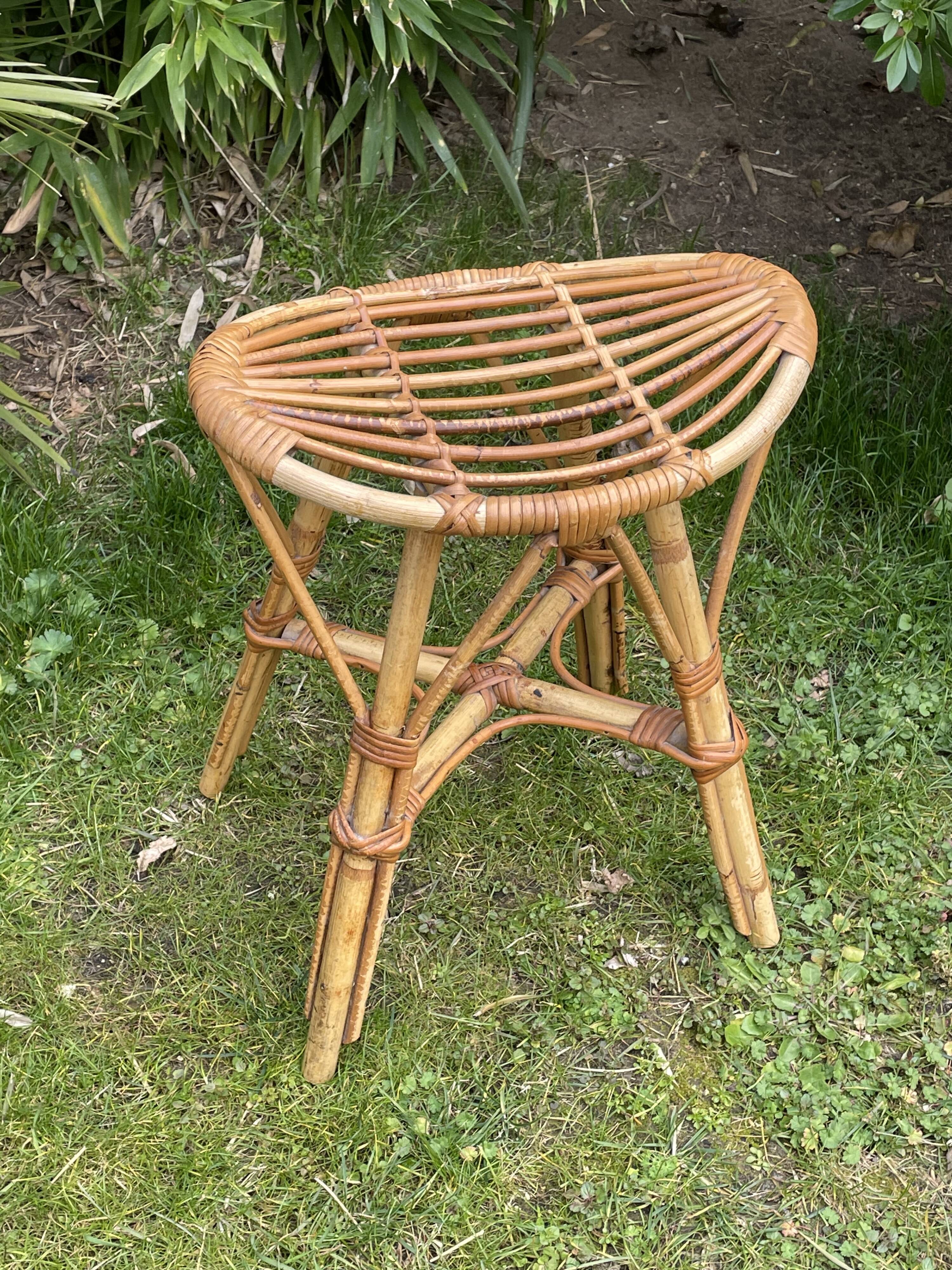 Vintage rattan stool