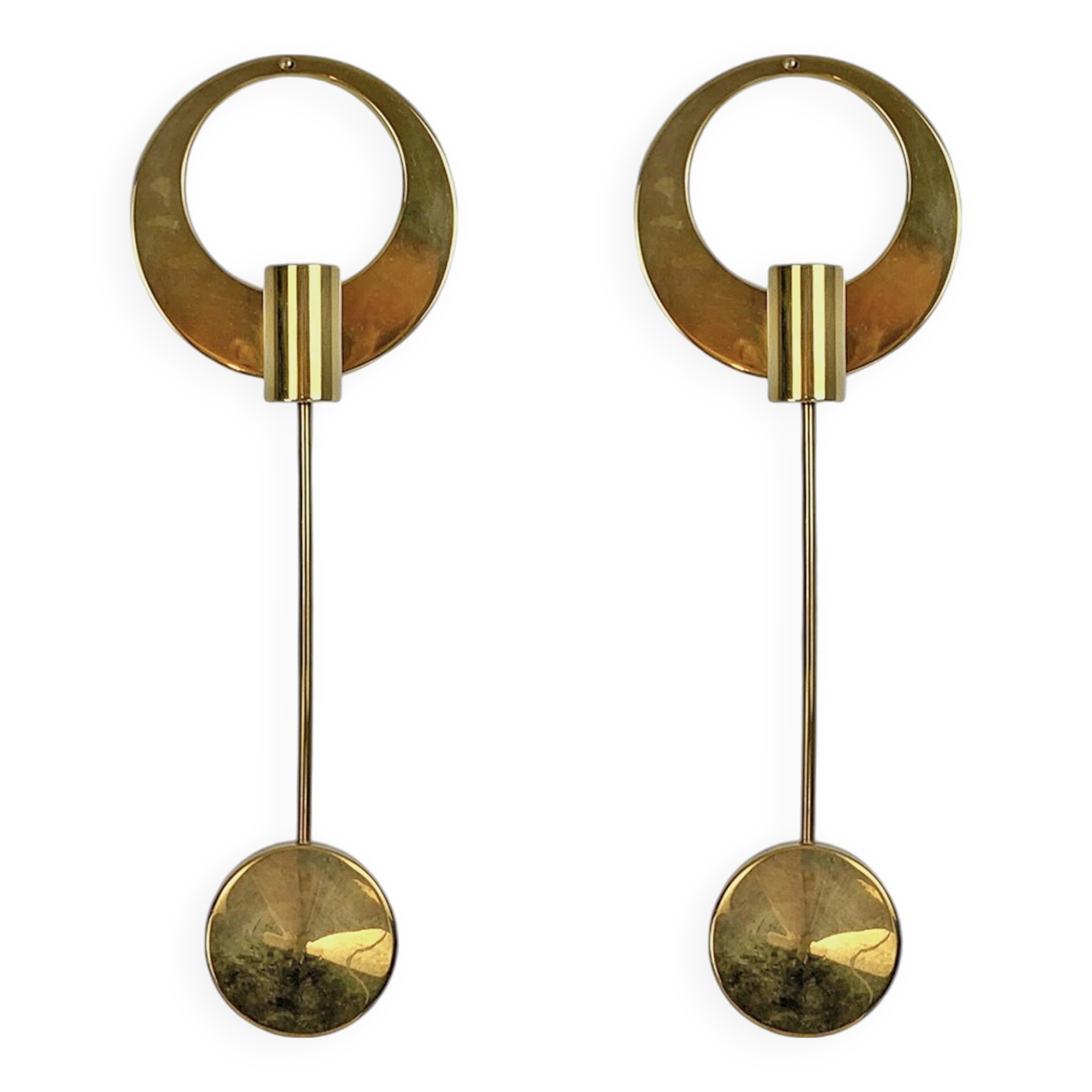 Pair of Scandinavian brass wall candlesticks by Arthur Pe, Kolbäck, Sweden