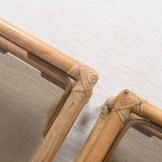 Pair of bedside tables or side tables, in rattan and smoked glass
