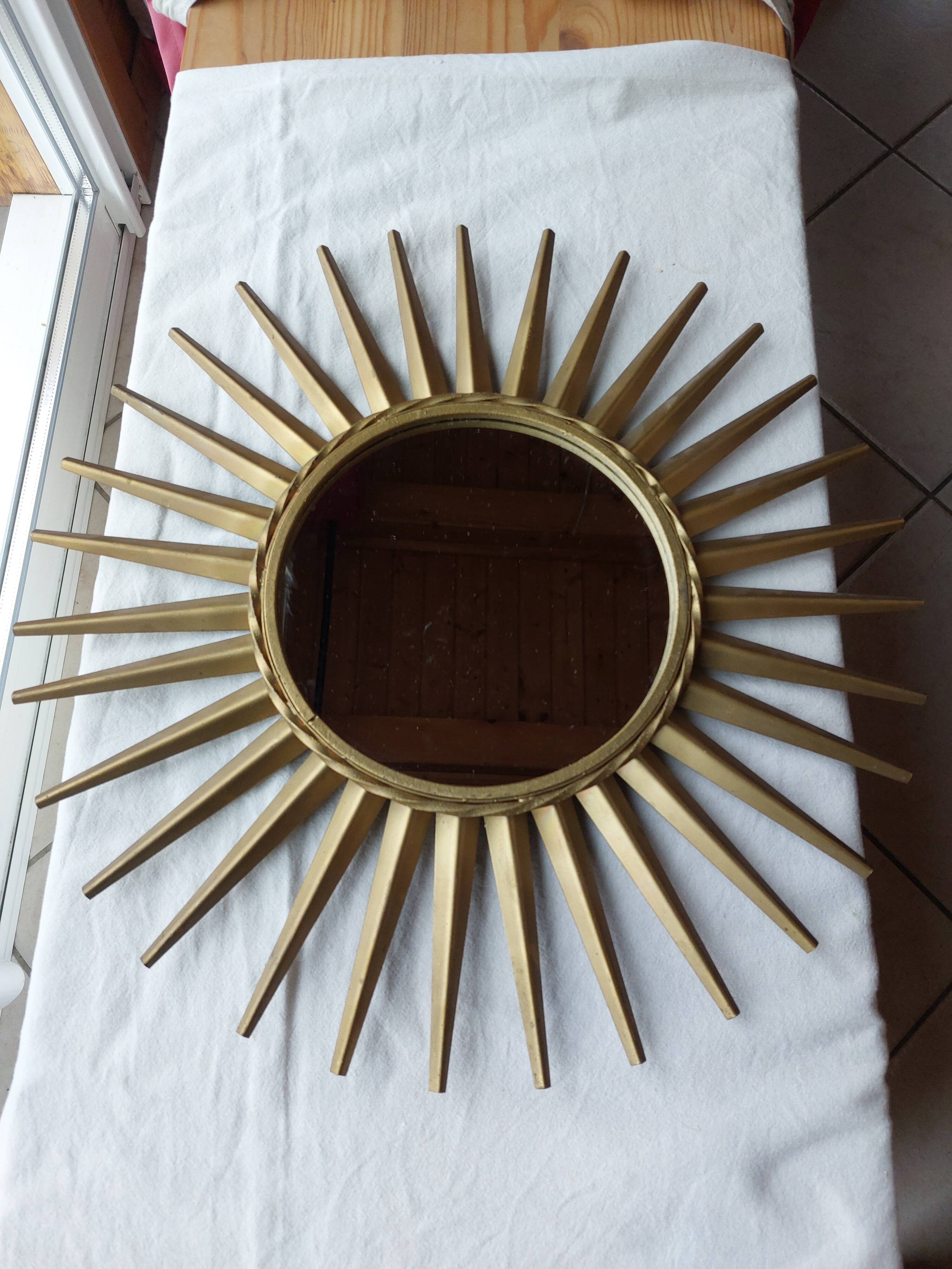 Old chaty vallauris sun mirror brass - 45 cm
