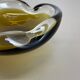 Verre de murano « ocre » 1,1kg bol coquille cendrier murano, italie, années 1970