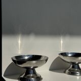 Set of 6 silver metal ice cream cups with small base D9 H5.5