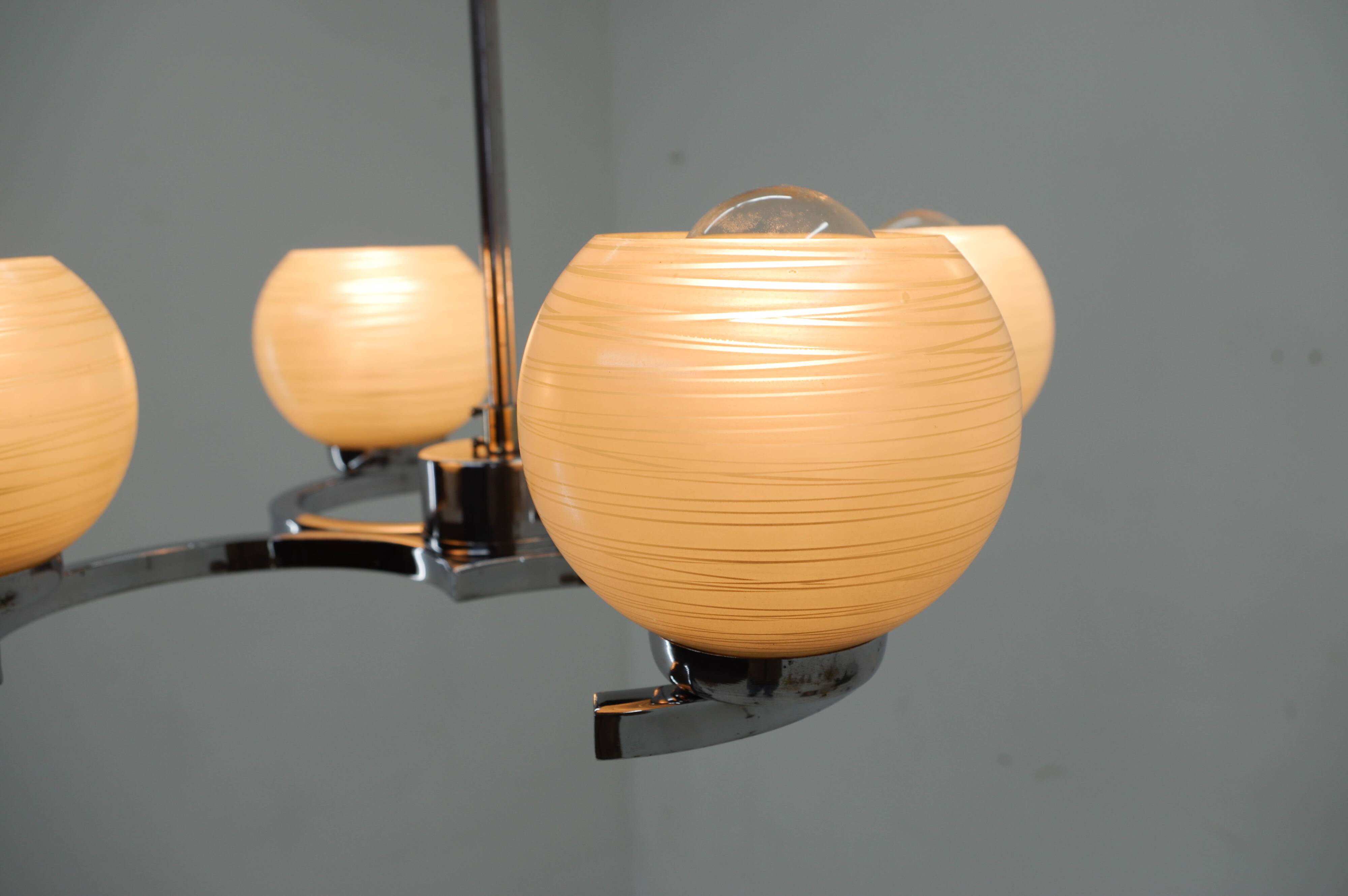 Mid-Century Chandelier by Napako, 1950s, Restored