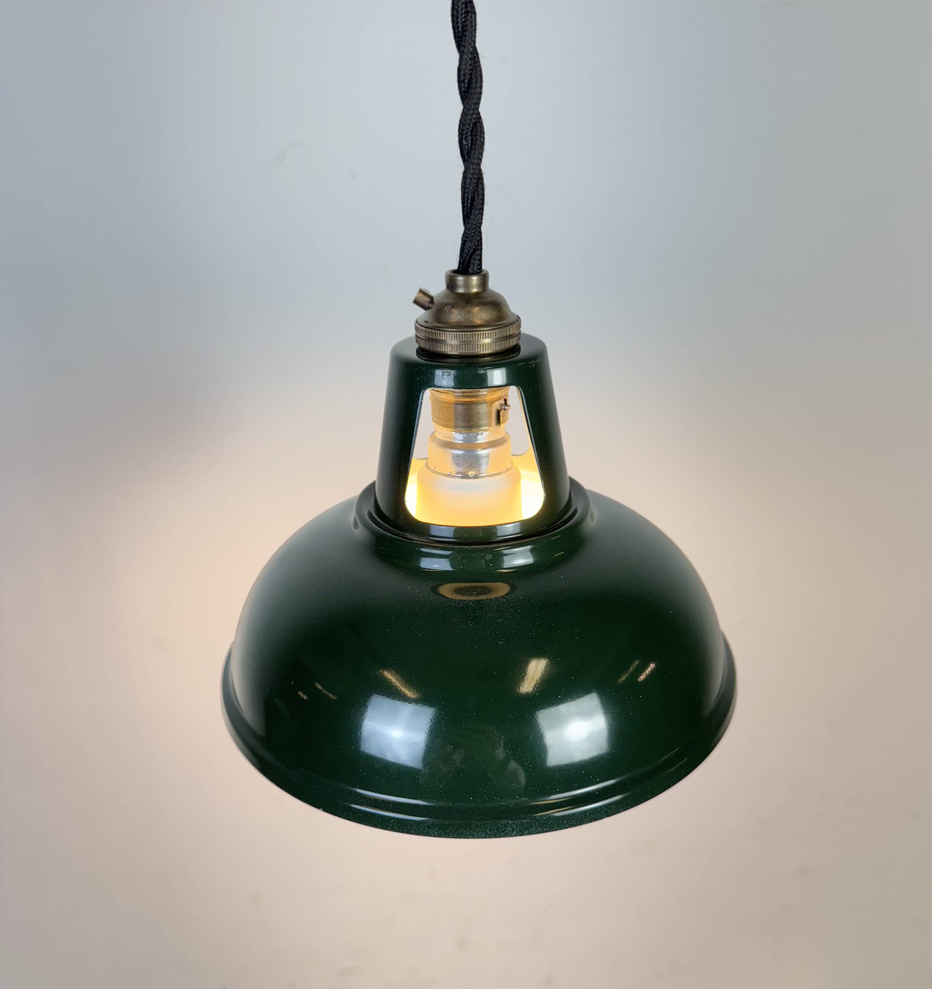 Vintage Industrial Green Painted Ceiling Lamp, 2000s