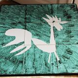 Vintage ceramic coffee table; rooster motif