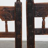 Set of 4 Antique Spanish Country Chairs with Woven Rattan Seats