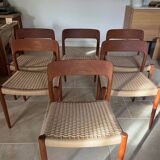 Lot de 6 chaises Niels Otto Moller n° 75 en teck