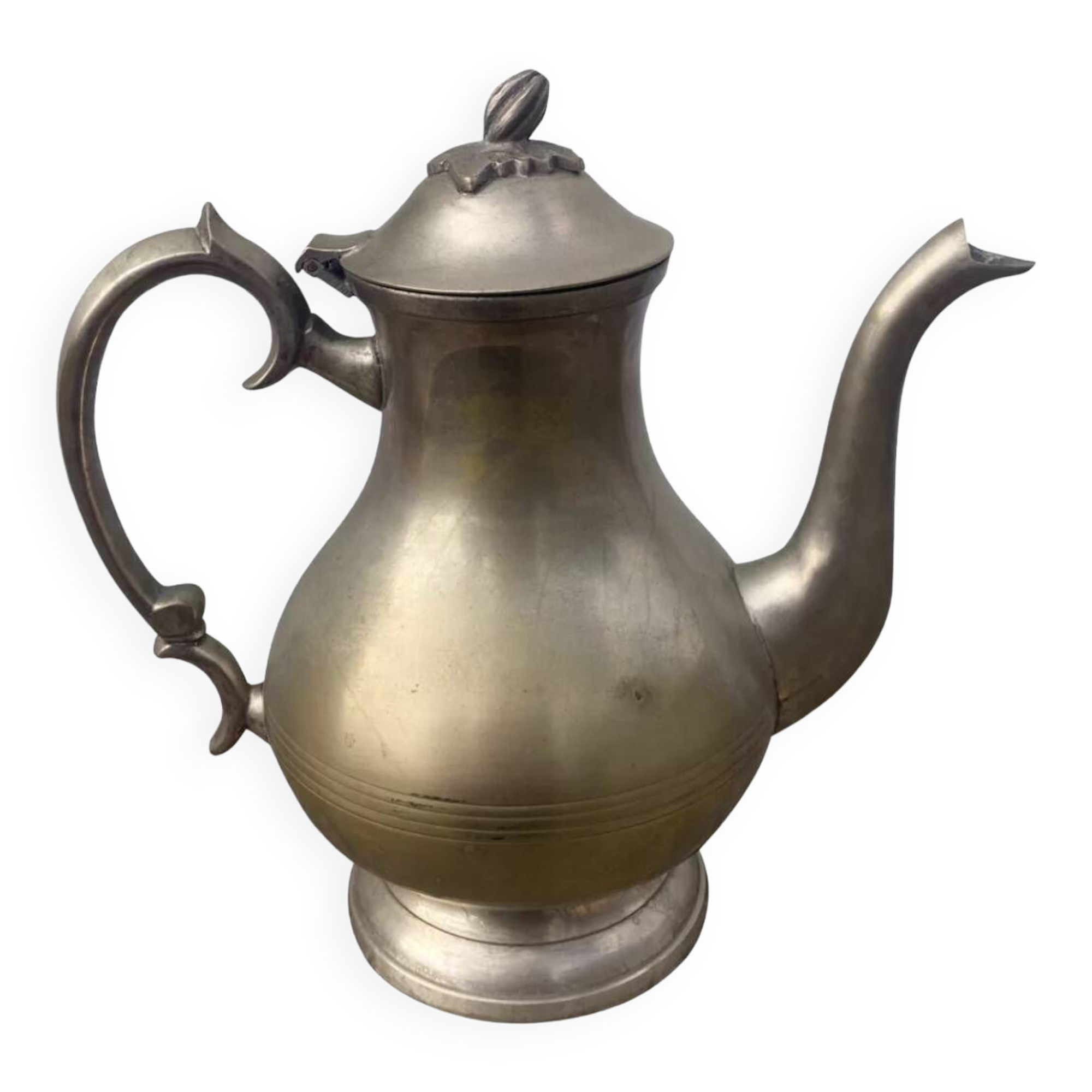 Large old English 19th century gilded metal teapot