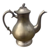 Large old English 19th century gilded metal teapot
