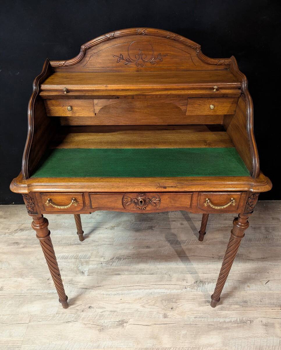 Louis XVI style cylinder desk in walnut