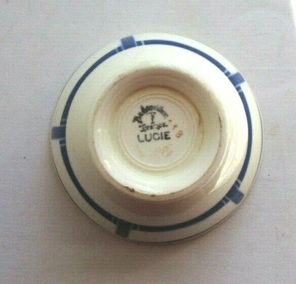 Old Art Deco bowl by Badonviller, blue frieze, LUCIE model