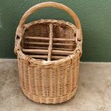 Old wicker bottle holder basket