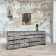Artisanal workshop bank in patinated wood, circa 1950.