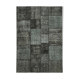 Hand-Knotted Oriental Overdyed 171 cm x 246 cm Black Patchwork Carpet