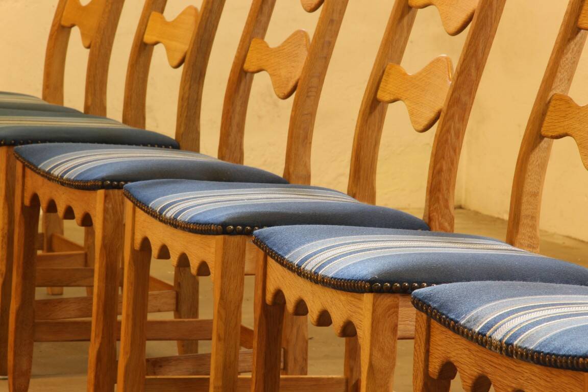 Chaises de salle à manger en chêne brutaliste danois des années 1960 dans le style de Kjærnulf