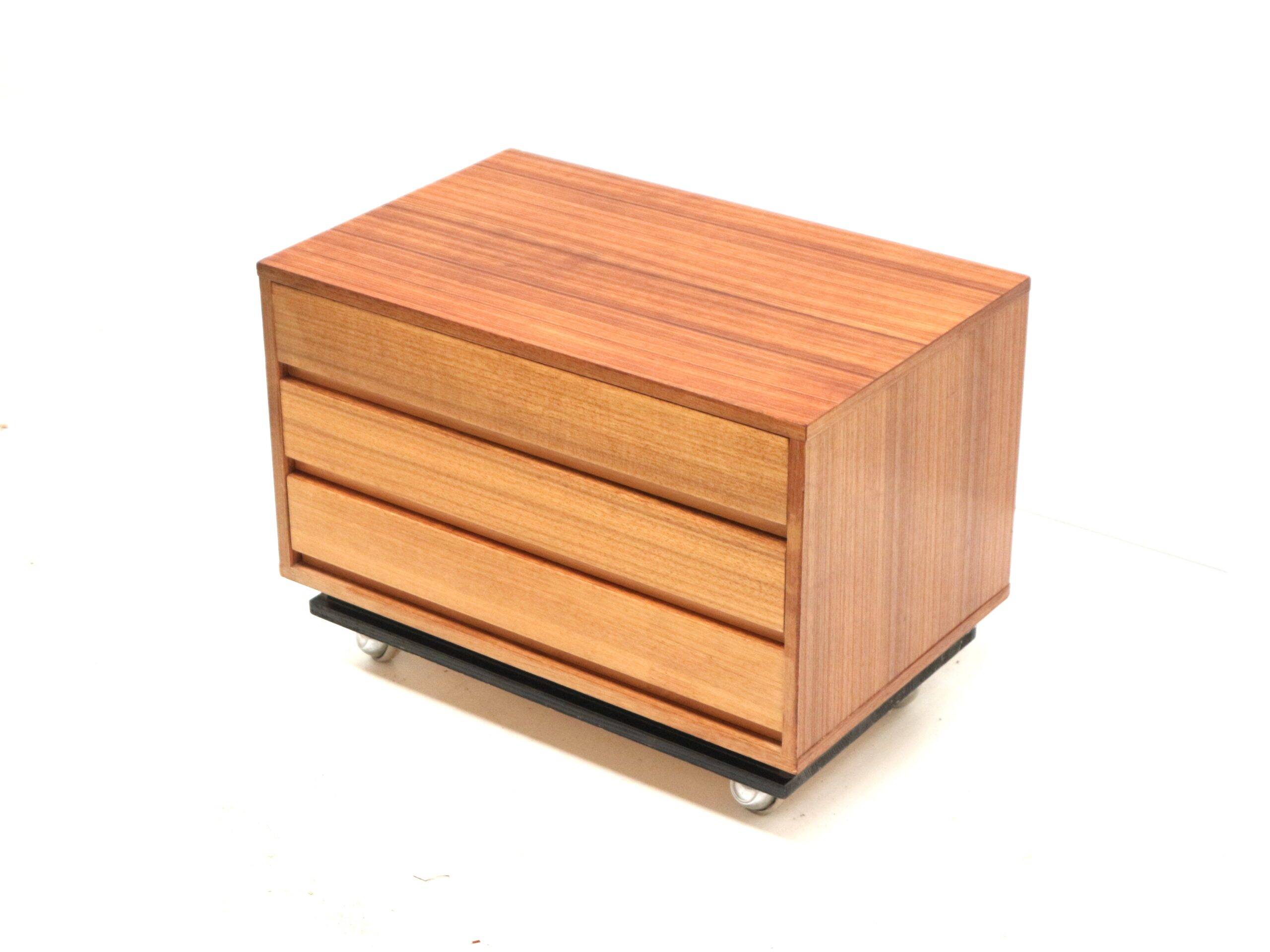 Vintage chest of drawers on casters from the 1960s
