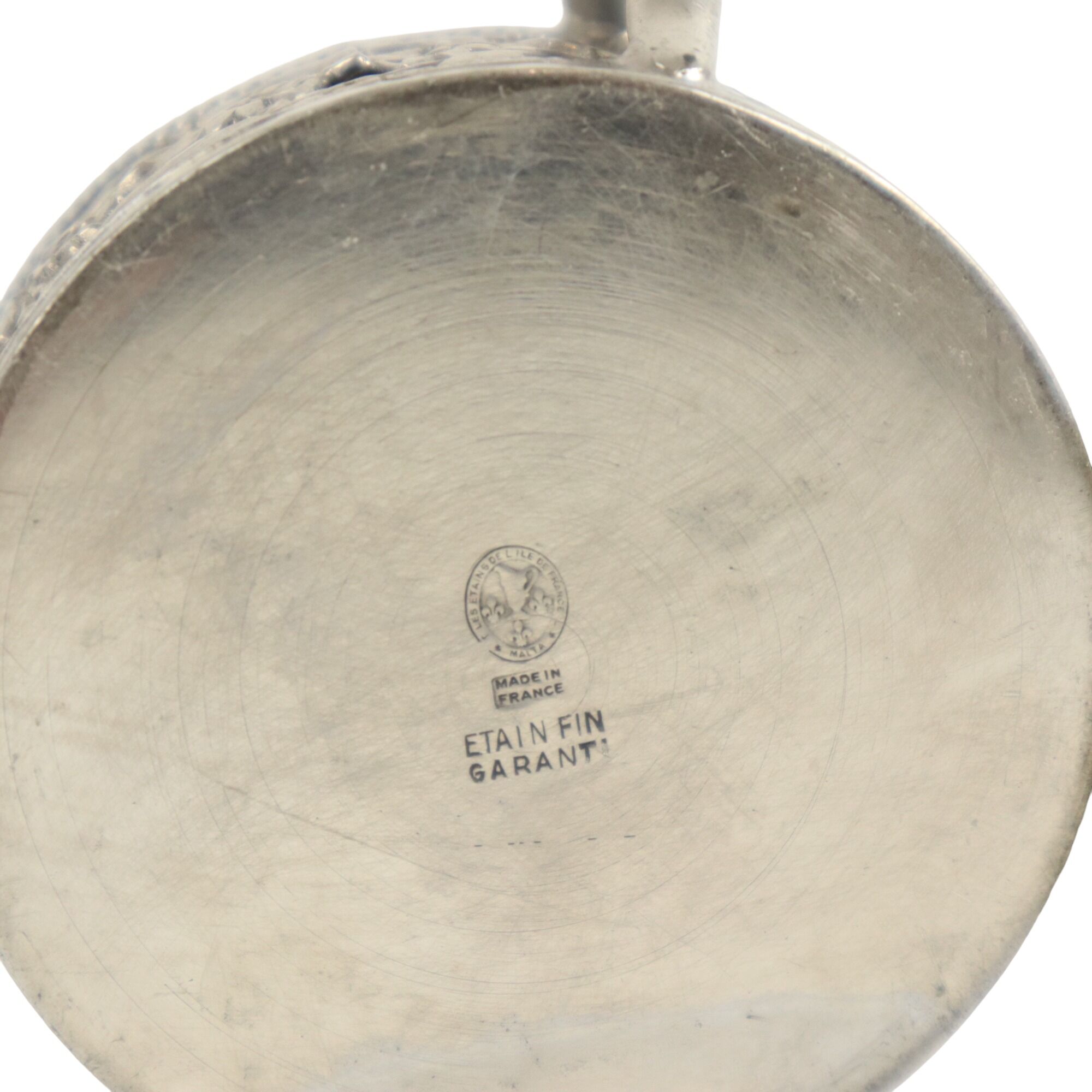 Vintage Set of 6 Pewter Cup Holders with Limoges Porcelain Cups