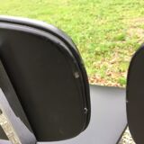 6 vintage chairs in black skaï with chrome metal tubular base.