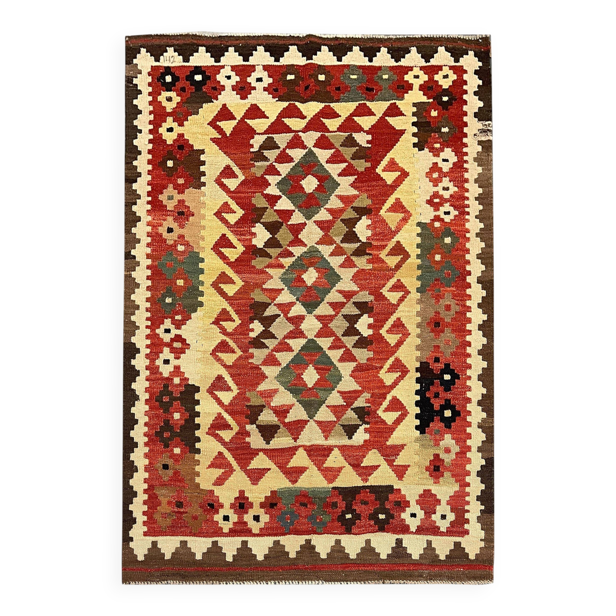 Traditional Tribal Kilim Rug, Multicolour Kilims Wool Area Geometric Carpet
