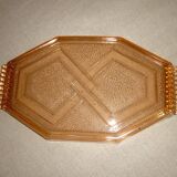 Transparent art-deco pink glass dish