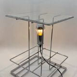 Large geometric chrome and plexiglass lamp, 1970s