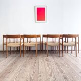Chaises danoises en teck Mid-Century par Niels O Møller # 77 & 57 Set de 10