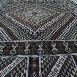 Vintage Berber Carpet Black and Beige Authentic Design Chic Ethnic Style