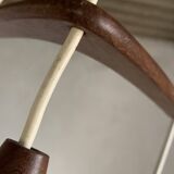 Vintage Scandinavian boomerang pendant light in teak and rope