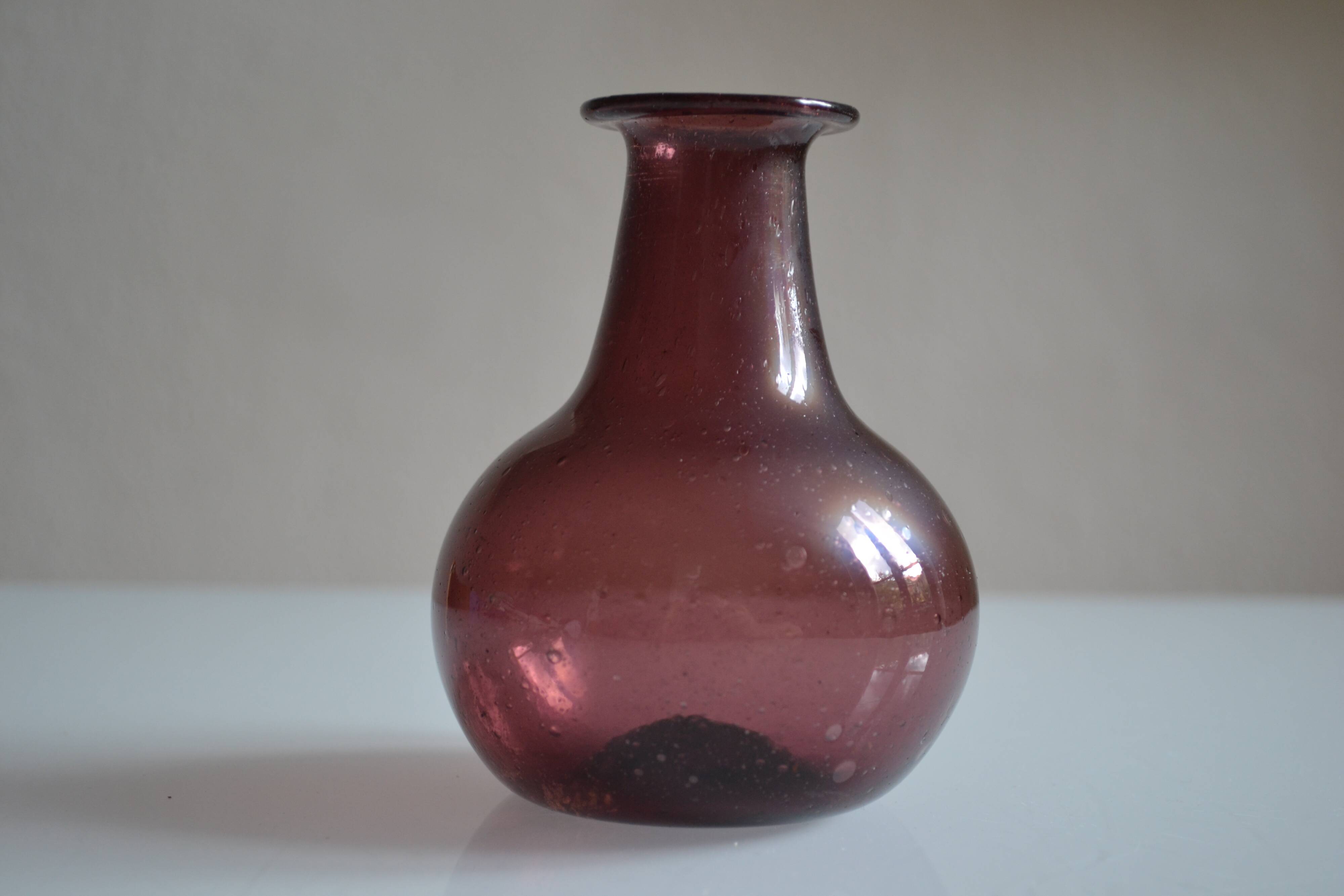 Blown and bubbled glass vase