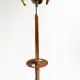 Tripod floor lamp in oak and brass, three lights