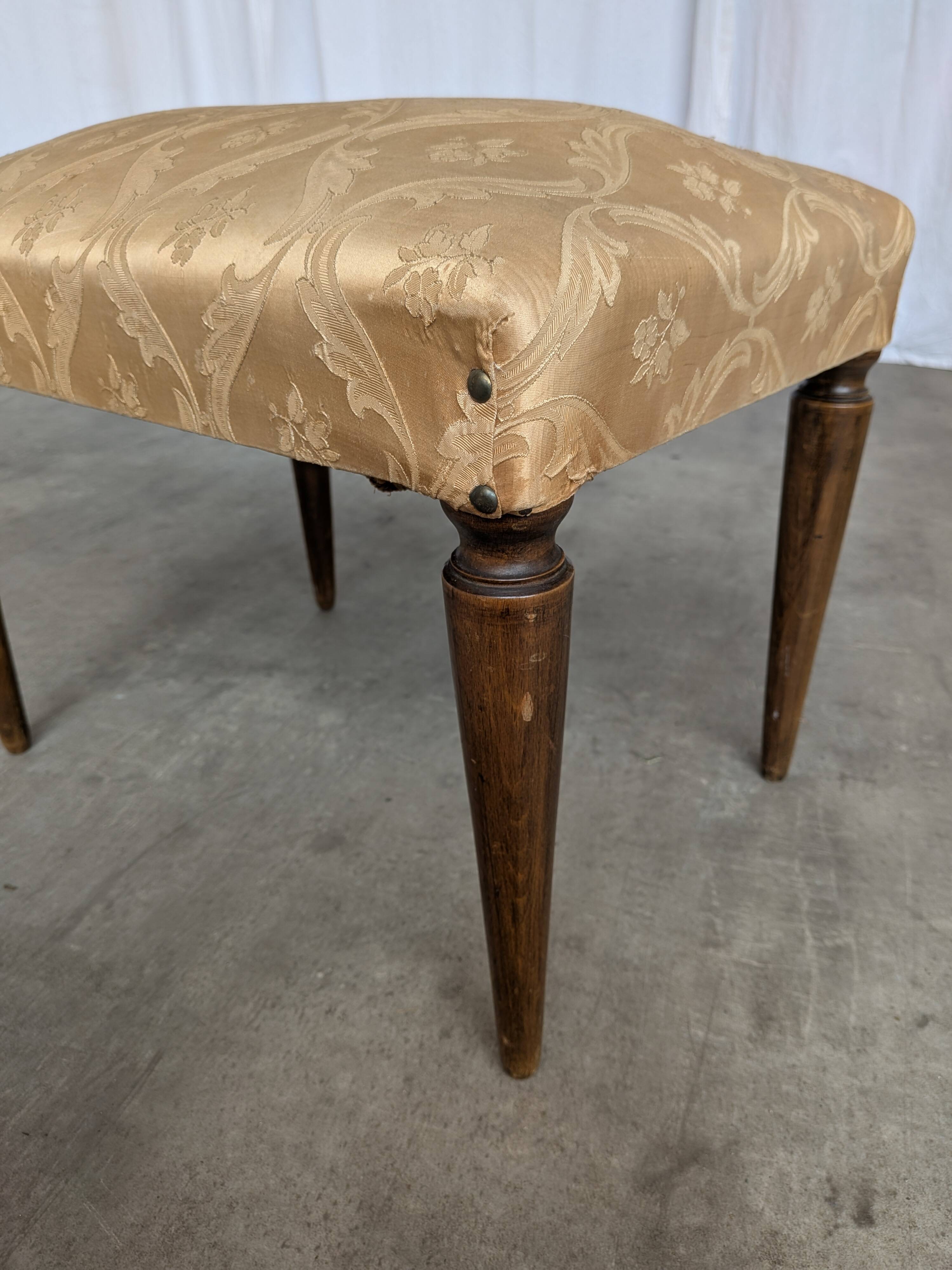 Vintage Gold Fabric Foot stool: Mid-Century Ottoman Tabure, 1970s