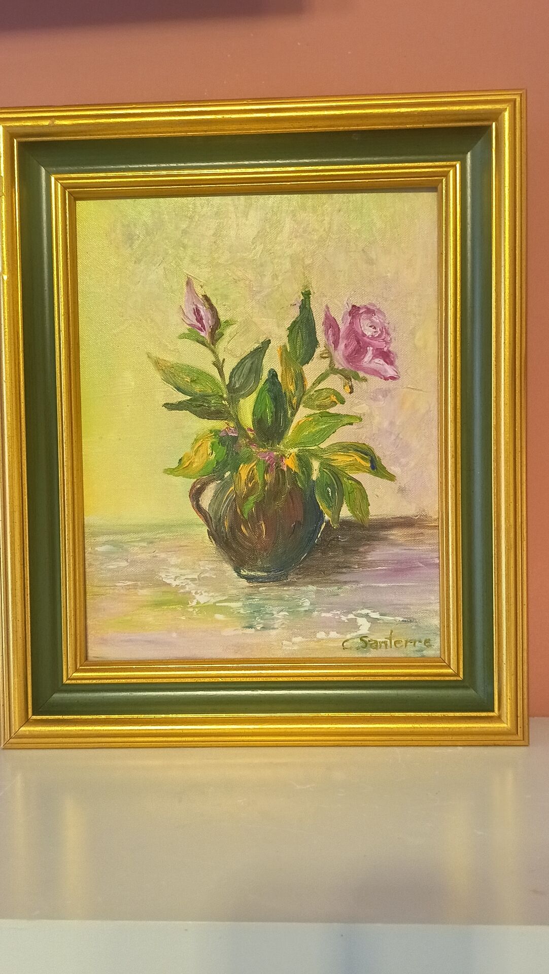 Tableau floral huile signé