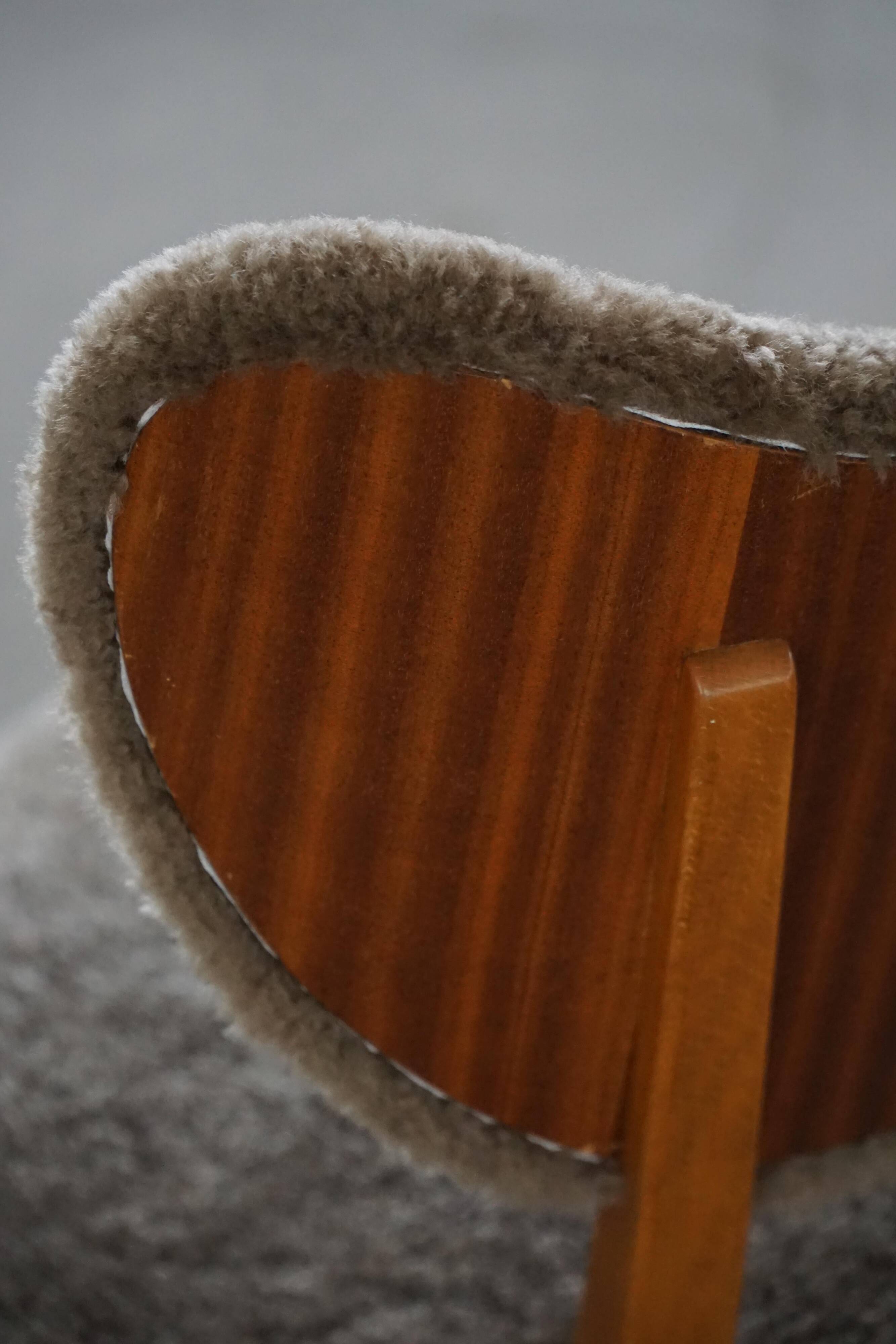 Danish chair from the mid-20th century, dining/office chair in lamb's wool, Eva Koppel, 1950s.