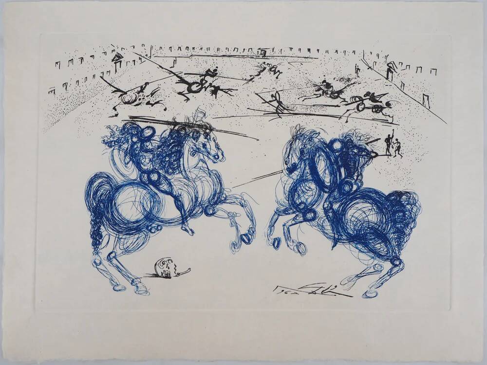 Salvador Dali: The Blue Riders, Original signed etching