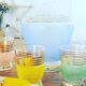 Multicolored glass liquor service