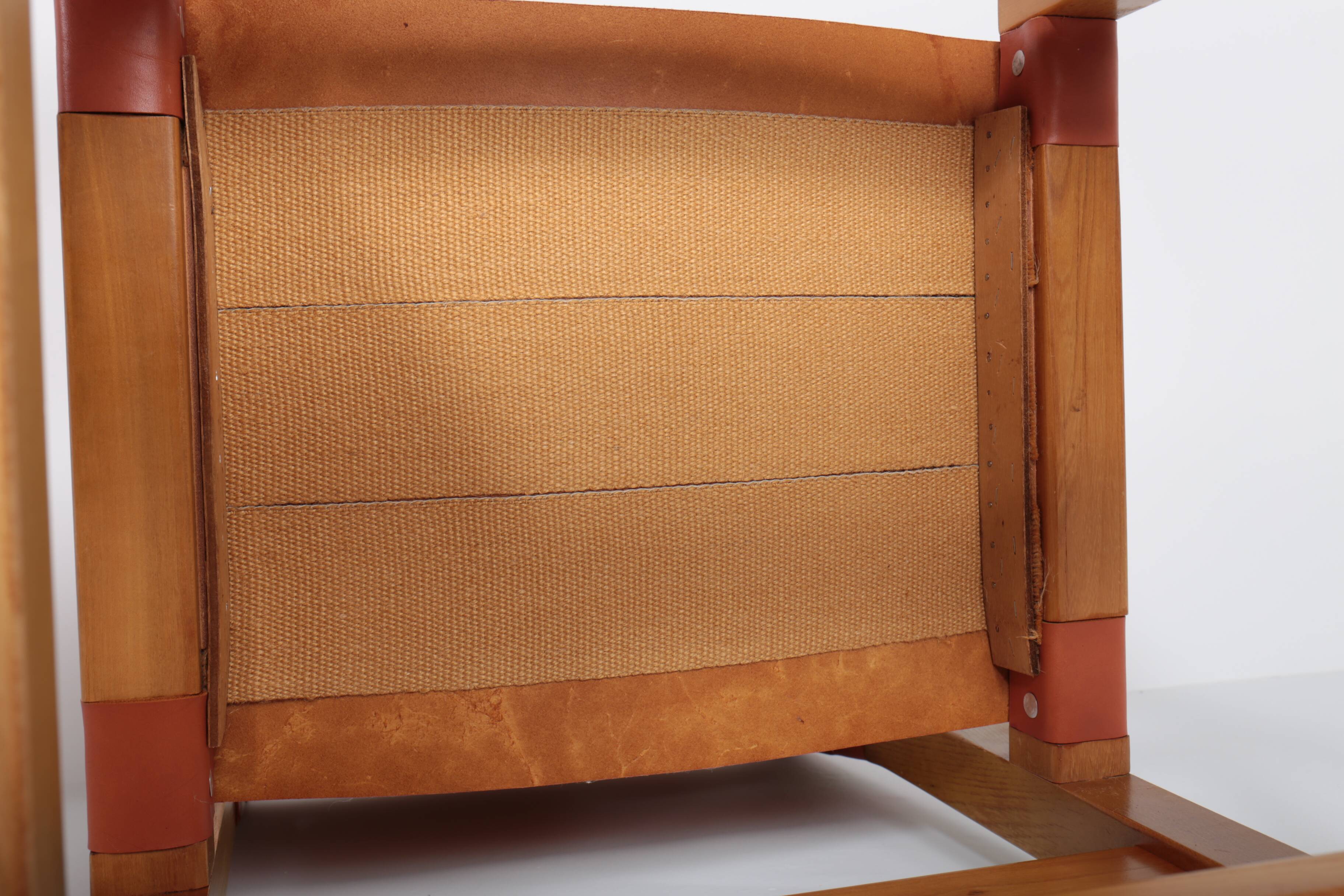 Set of 6 chairs in elm and leather Maison Regain edition