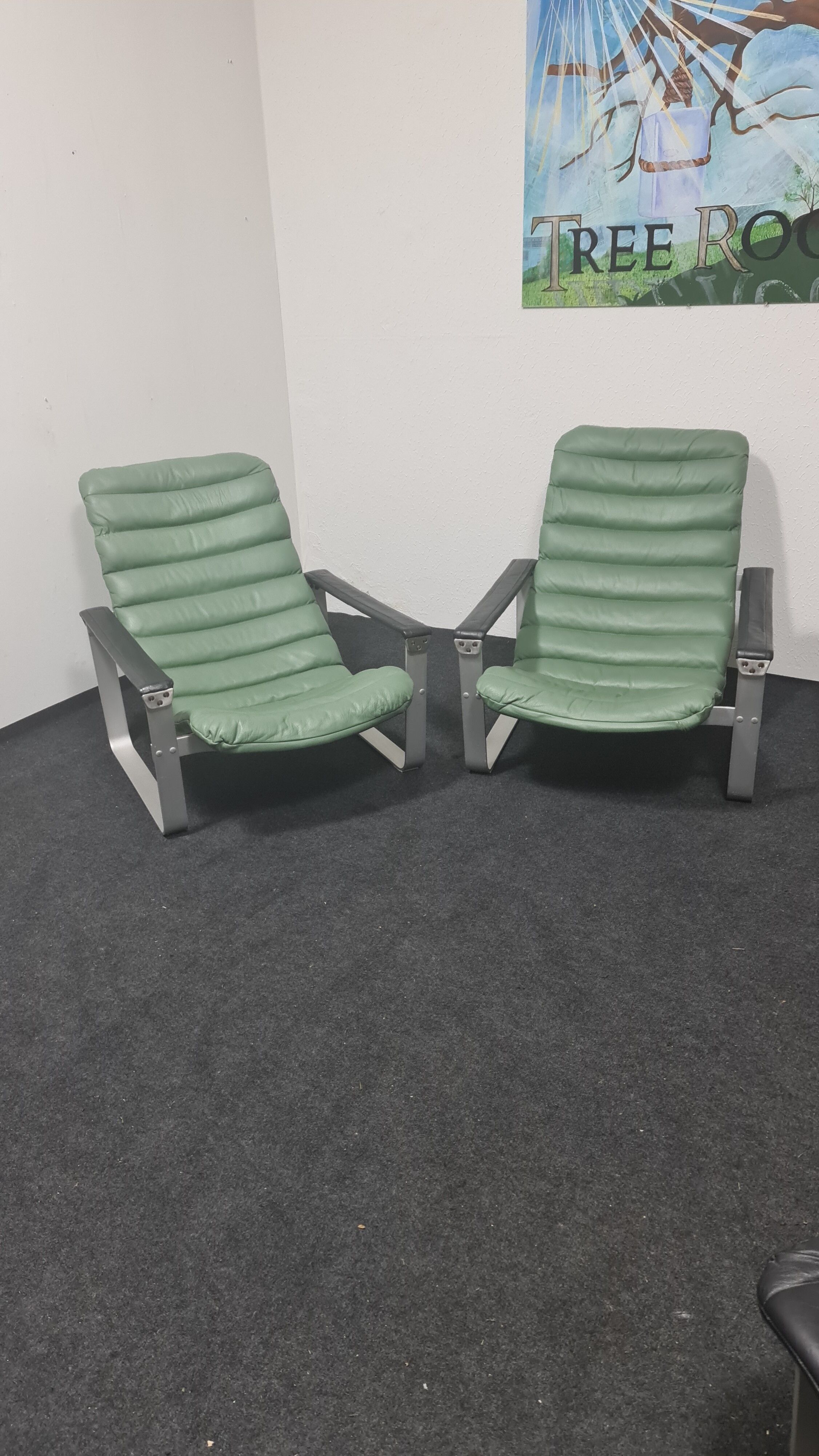 Paire de fauteuils pulkka vintage et ottoman par Ilmari Lappalainen pour Asko Finlande