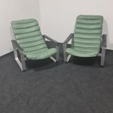 Paire de fauteuils pulkka vintage et ottoman par Ilmari Lappalainen pour Asko Finlande