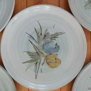 Glazed ceramic plates, signed Camos Vallauris.