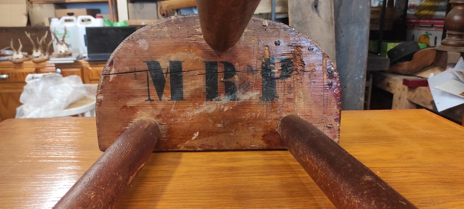 Farm tripod stool in rustic country fir