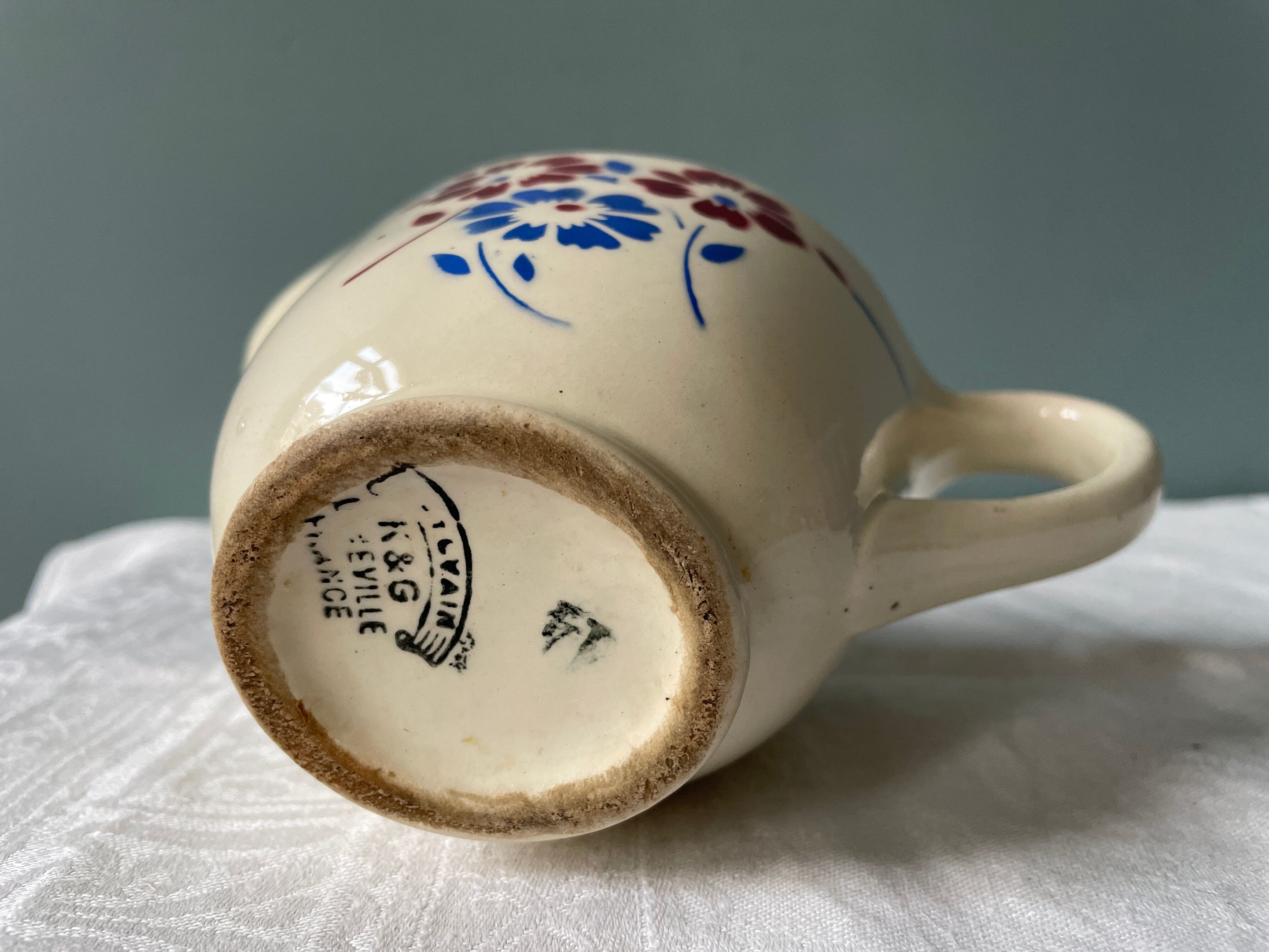 Vintage milk jug, model "Sylvain" earthenware of Lunéville