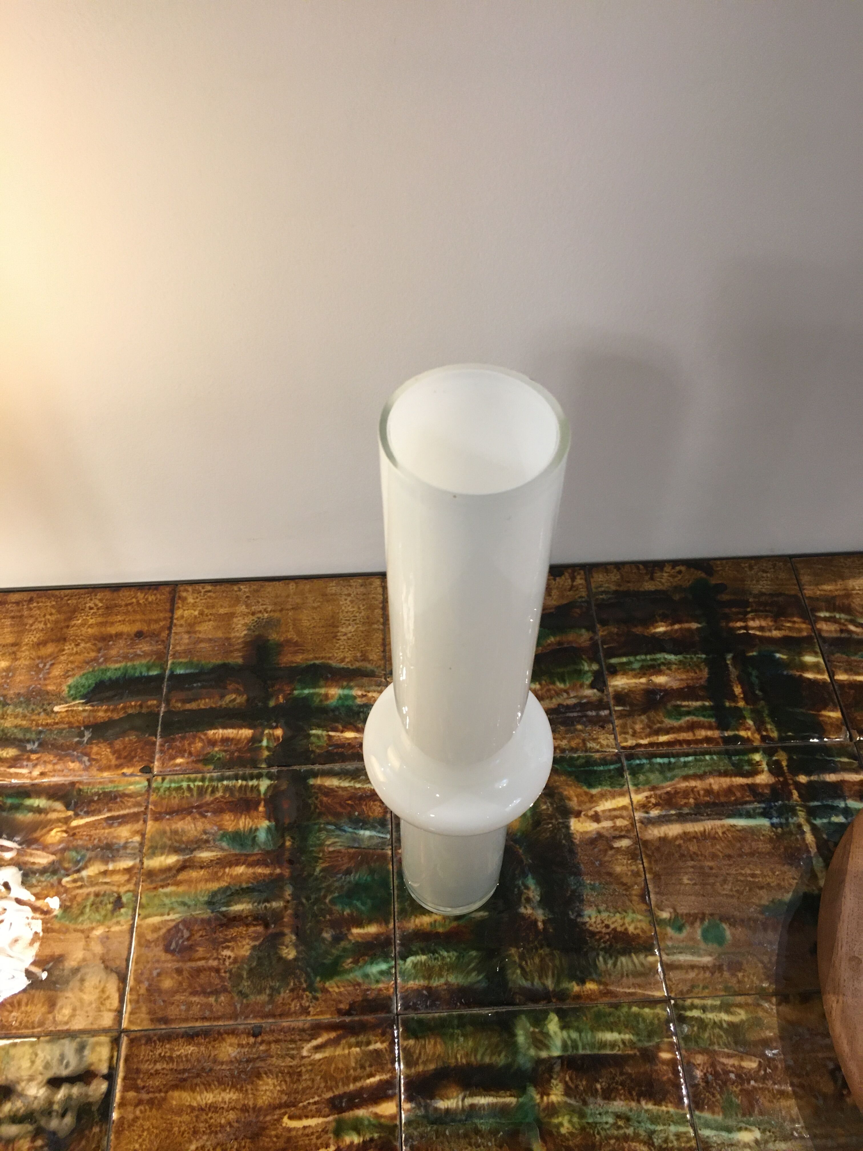 White glass vase