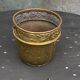 Pot cover in gilded brass, copper, chiseled and hammered pattern, foliage and cherries, old