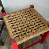 Duo de chaises enfant vintage en corde et bois